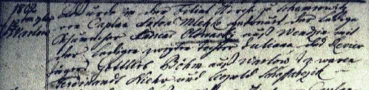 Heiratseintrag von Andreas Olawsky und Juliana Boehm am 12.09.1802